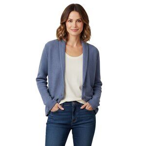 Eileen Fisher 100% Merino Wool Roll Collar Cardigan Sweater Size M